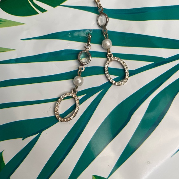 Vintage Pearl Rhinestone Dangling Earrings - Picture 3 of 5